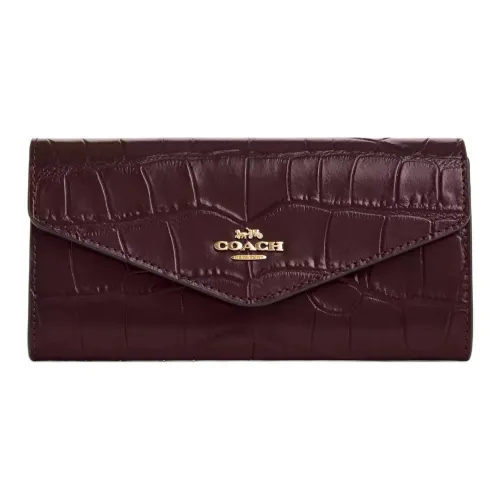 COACH Конверт Крокодил Тисненая кожа Кошелек Маленький Женские Мерло
