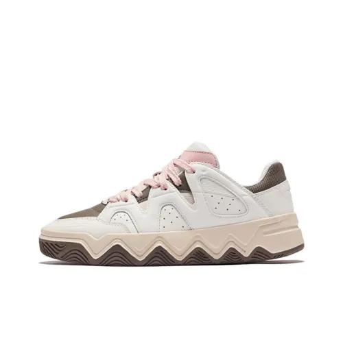 Erke Термический Slip-Resistant Легкий Низкий Топ Скейтборд Кроссовки Женские Белые Коричневые