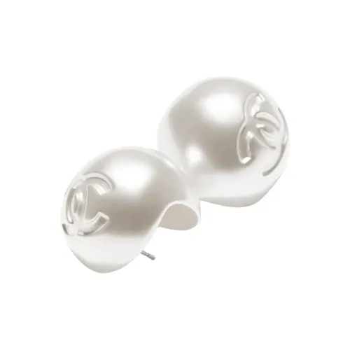 CHANEL Металл Смола Серьги-гвоздики Женские Белые