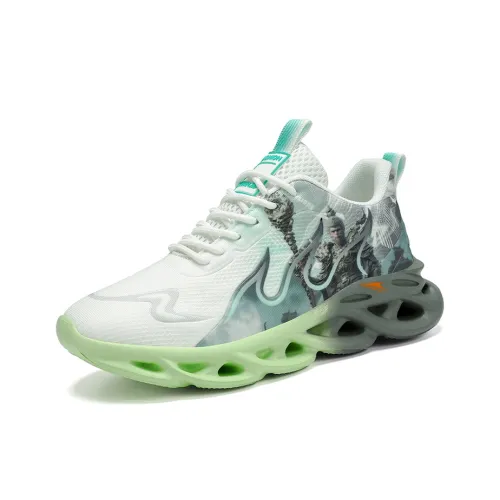 Kinglake Амортизаторы Shock Slip-resistant Abrasion-resistant Низкий топ Беговые кроссовки Унисекс Зеленый Бежевый