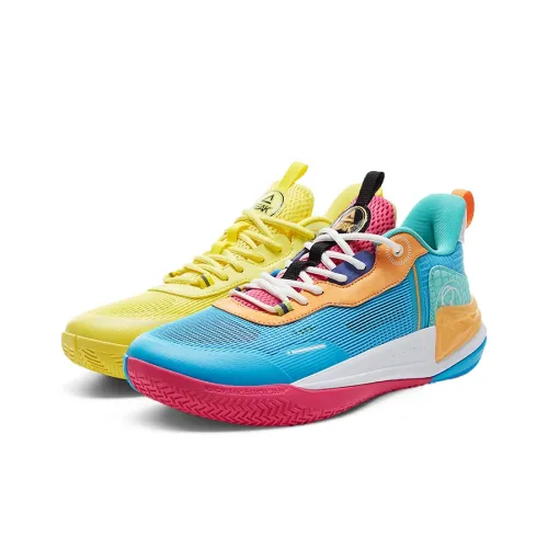 PEAK State Pole Slip Resistant Abrasion Resistant Низкий Топ Баскетбольные кроссовки Мужские Желто-синие Несовпадающие