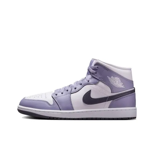 Jordan Air Jordan 1 Нижняя юбка Устойчивая к истиранию MID Топ Винтажные баскетбольные кроссовки Унисекс Белый фиолетовый