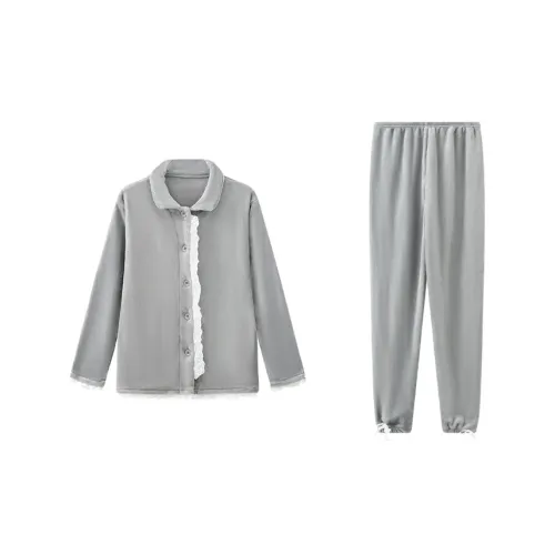 Сон Студенты Квартира Домашний Верхняя одежда Готовая Комплект пижам Женские Серый