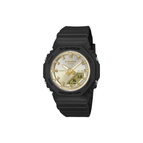 CASIO Liquid Crystal Analog Dual Display Series Кварцевый механизм Смольный ремешок Часы Унисекс Золотой циферблат