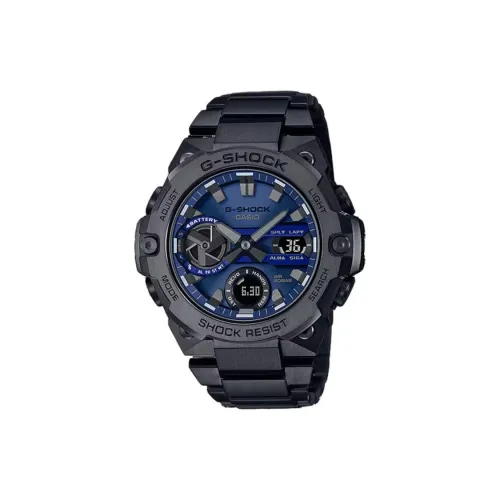 CASIO Steel Series Солнечный Кварцевый Механизм Нержавеющая Сталь Ремешок Часы Мужские Циферблат Синий