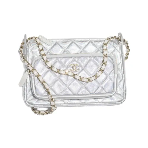 CHANEL Lambskin Clutch Women's Silver CHANEL Клатч из овечьей кожи женский серебряный