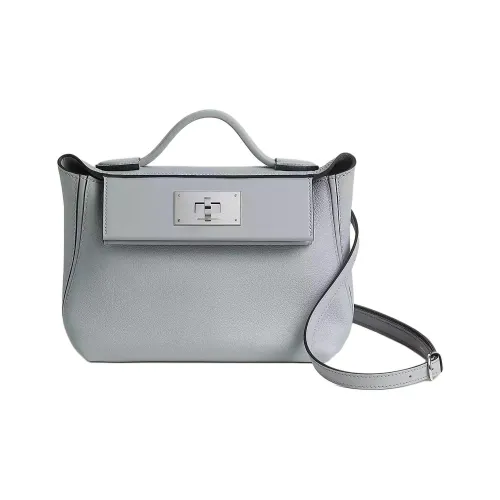 HERMES 24 24 Evercolor Swift Телячья кожа Сумка через плечо Сумка Мини Женская 8U BLEU Ледниково-голубой