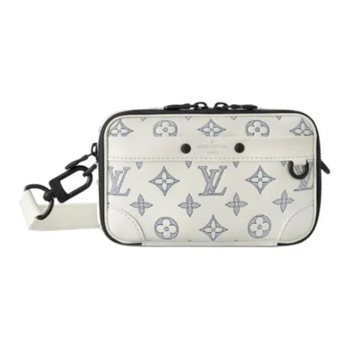 LOUIS VUITTON ALPHA Кожа Курьерская сумка Сумка через плечо Экстра мини Мужская Белая