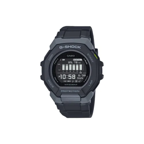 CASIO GBD 300 Collection Кварцевый механизм Смольный ремешок Часы Унисекс Черный циферблат