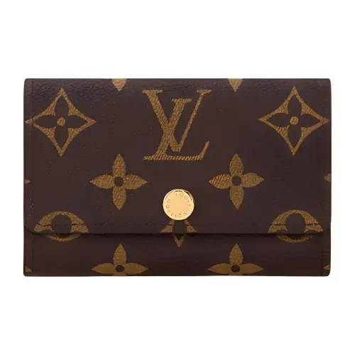 LOUIS VUITTON Монограмма Холст Key Pouch Мужской Коричневый Розовый Красный