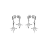 Серьги-гвоздики "Восьмиконечная звезда" - двухкомпонентные - серебряные