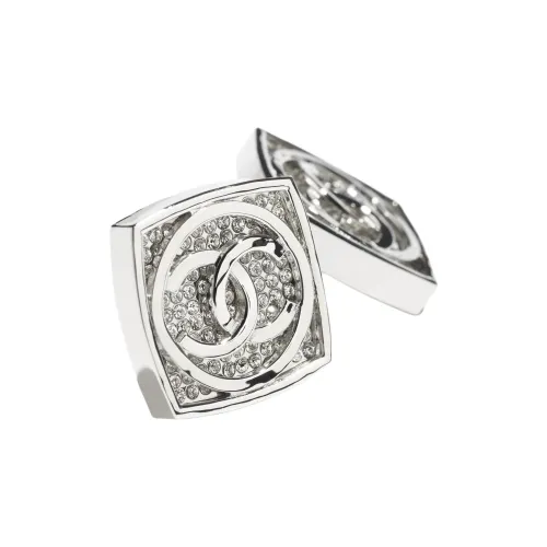 CHANEL Металл Стразы Серьги-гвоздики Женские Серебро