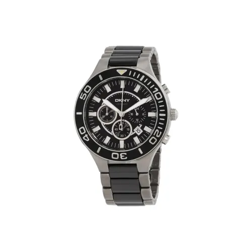 DKNY Наручные часы Кварцевый механизм Керамика Нержавеющая сталь Ремешок 40 мм Черный циферблат Мужские часы