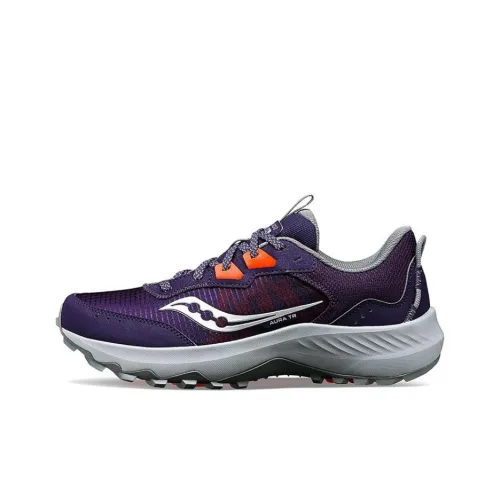 Saucony AURA TR Slip-resistant Abrasion-resistant Low-top Trail Running Shoes Women's Purple Silver Сaucony AURA TR Противоскользящие Износостойкие Низкие Кроссовки для Беговых Трейлов Женские Фиолетовые Серебряные