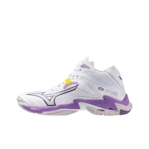 Mizuno Wave Lightning Z8 противоскользящие устойчивые к истиранию кроссовки для тренировок MID унисекс белый фиолетовый