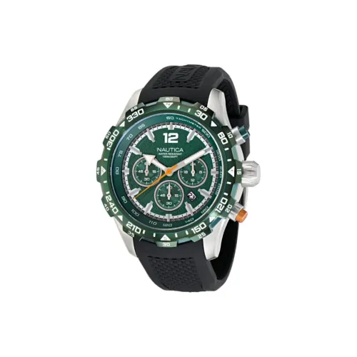 NAUTICA Мужские часы Кварцевый механизм Силиконовый ремешок 46 мм Зеленый циферблат