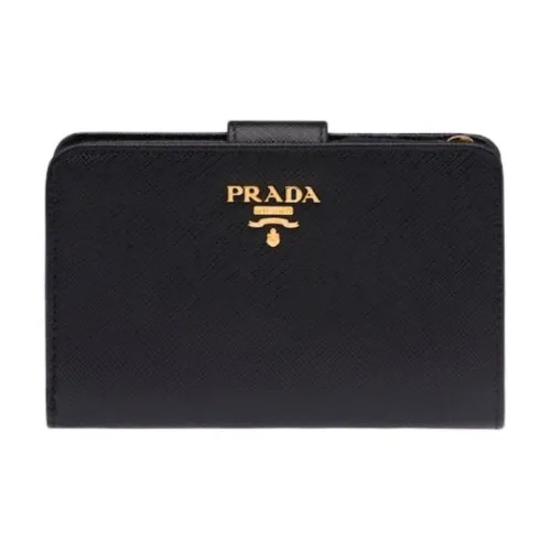PRADA Saffiano Кожа Кошелек Маленький Женский Черный и Лотос Розовый