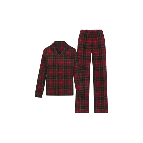 Skims Клюква Клетчатый/Клюква Клетчатый Унисекс Пижамные комплекты