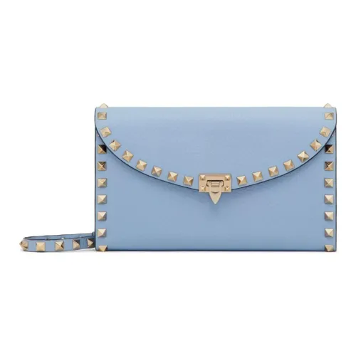Valentino Rockstud Sheepskin Wallet Women's Blue