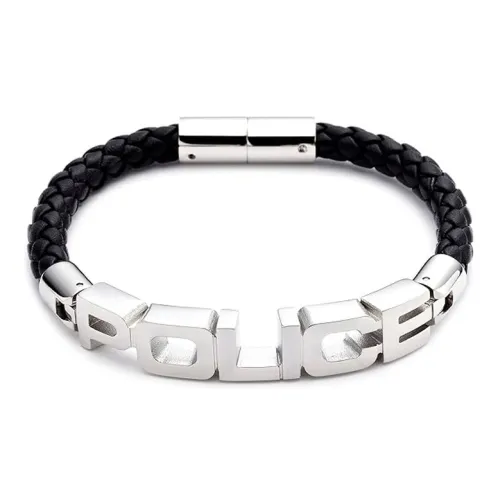 Police Кожа Нержавеющая сталь Деревянные браслеты Унисекс Серебряный