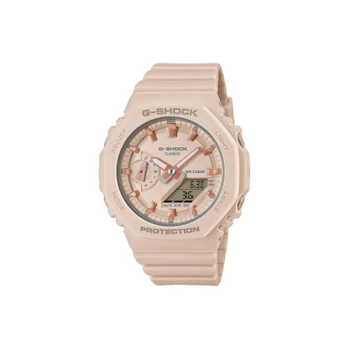 CASIO Liquid Crystal Analog Dual Display Series Кварцевый механизм Смольный ремешок Часы Женские Розовый циферблат часов