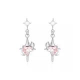 Серьги-звезды с цирконием - розовый