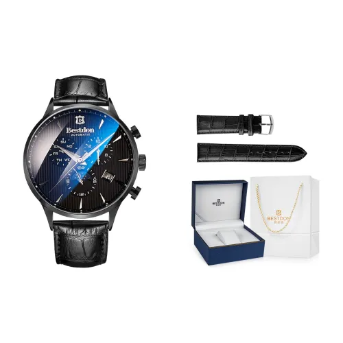 Bestdon Автоматический Механический Механизм Нержавеющая Сталь Ремешок Часы Мужские Черный Циферблат