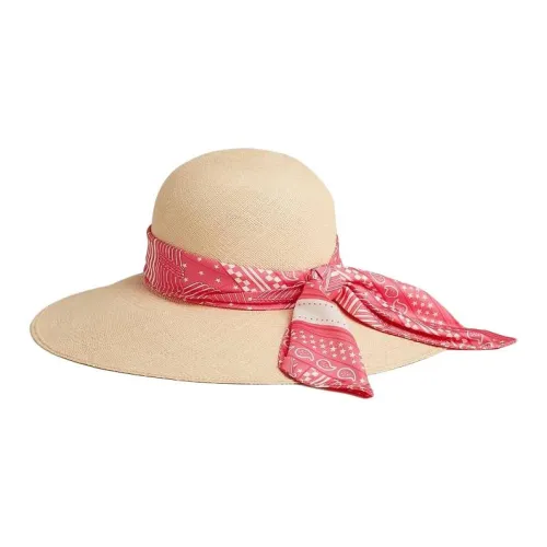 HERMES Silk Straw Bucket Hats Women's Beige