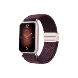 Магнитная застежка, нейлон, ткань, вязаный ремешок - [глубокий бордовый, вишня]