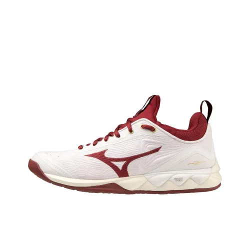 Mizuno Wave Luminous 2 Противоскользящие устойчивые к истиранию низкие кроссовки для тренировок унисекс белый и красный