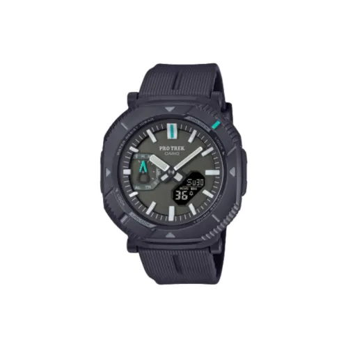 CASIO PRO TREK Солнечный Кварцевый Механизм Смольный Ремешок Часы Унисекс Черный Циферблат