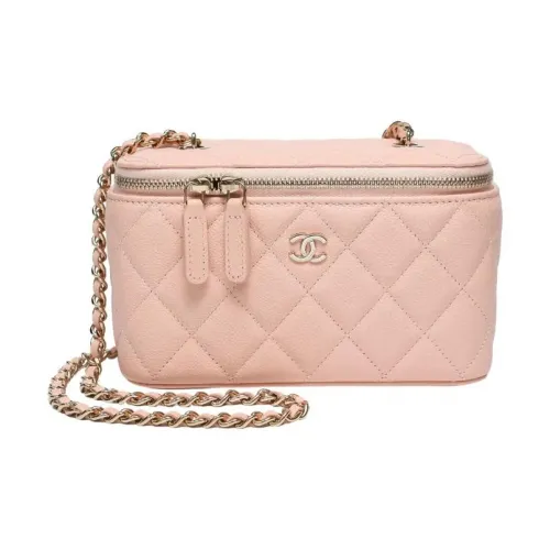CHANEL Корова крупнозернистая кожа Длинный Box Сумка через плечо Цепь Женский Светло-розовый