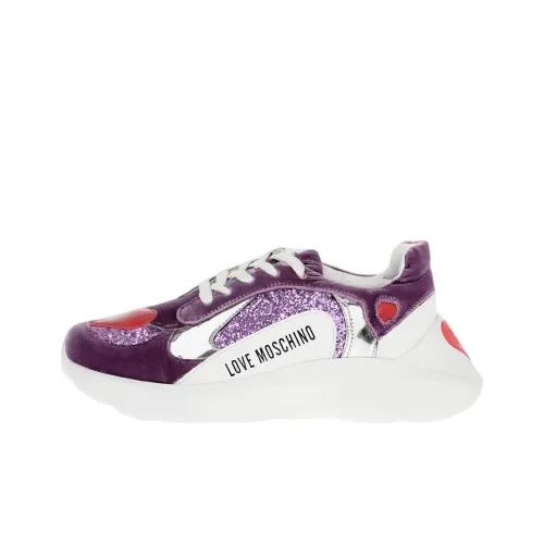 LOVE MOSCHINO Низкий топ Спортивная повседневная обувь Женская Белый Фиолетовый