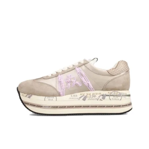 PREMIATA Beth 6954 Противоскользящие Низкие Топы Повседневная Обувь Женская Бежево-Розовая