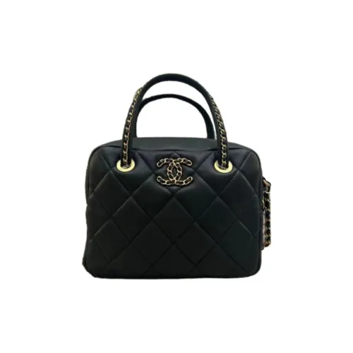 CHANEL Сумка для боулинга из овечьей кожи мини-сумка женская черная