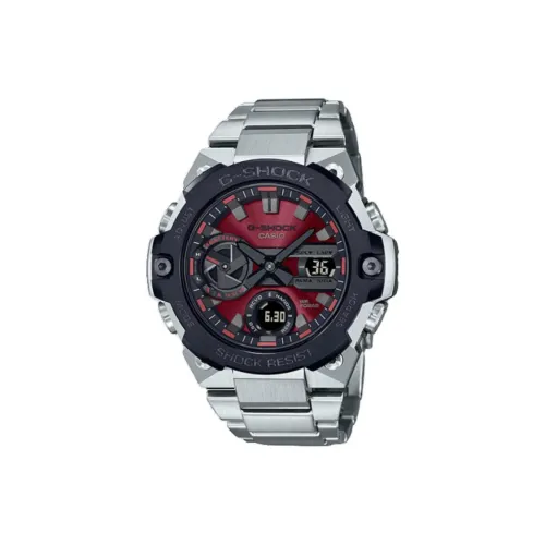 CASIO г Steel series GST B400 Коллекция Солнечный Кварцевый механизм Нержавеющая сталь Ремень Часы Мужские Красный Циферблат часов