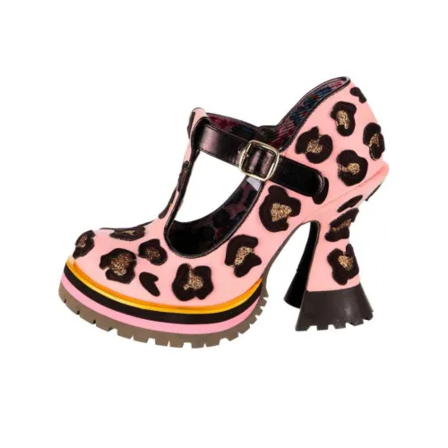 IRREGULAR CHOICE Леопард Liaisons Туфли Мэри Джейн Женские Розовый Умбра