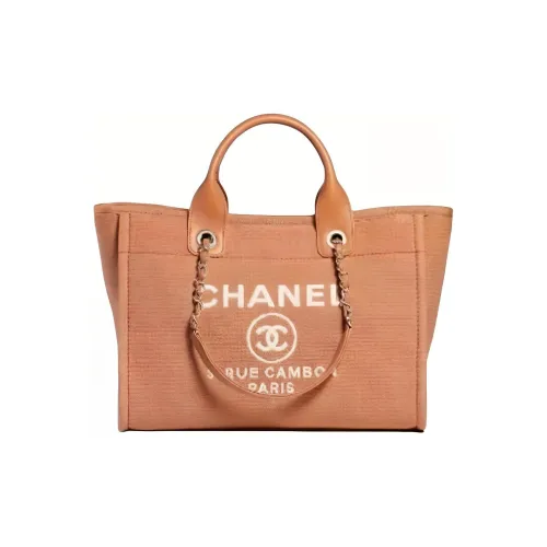 CHANEL Ткань Коровья Кожа Пляжная Сумка Тоут Сумка Сумка для покупок Сумка через плечо Сумка среднего размера Женская