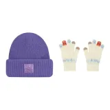 Фиолетовая шляпа + бежевые перчатки