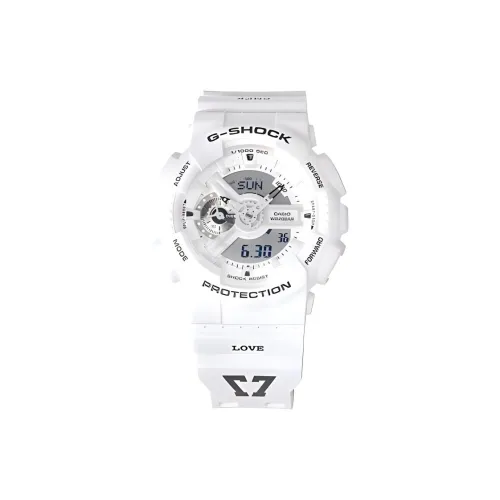 CASIO Liquid Crystal Analog Dual Display Series Кварцевый механизм Смольный ремешок Часы Мужские Белый циферблат