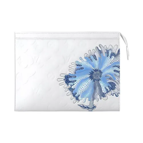 LOUIS VUITTON Yayoi Kusama Коллаборация Pochette Voyage Коровья кожа Briefcase Клатч Мужской Белый