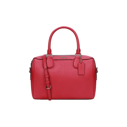 COACH Bennett Корова Кожа Бостон Сумка Ручная Сумка Сумка через плечо Мини Женская Красная