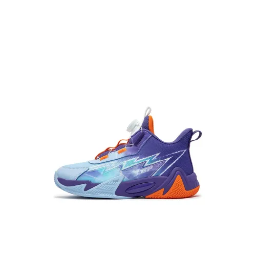 XTEP Slip-resistant Support Cushioning Детские баскетбольные кроссовки Ультрафиолетовое северное сияние Синий Детский