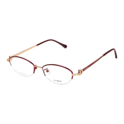 PORTS Alloy Oval Eyeglass Frames Women's Red Gold