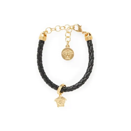 VERSACE Латунь Кожа Браслеты Женские Черный Золото