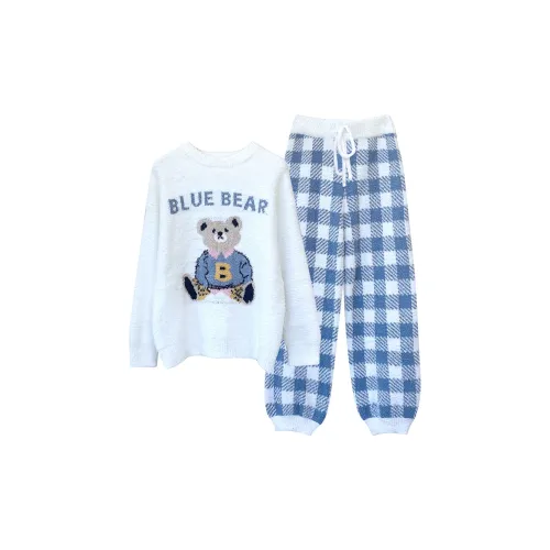 WANANNI Пижамный комплект Женский Белый Синий