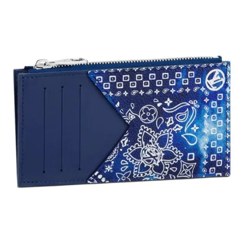 LOUIS VUITTON Коровья кожа Держатель для карт Держатель для карт Мужской Tie Dye Синий