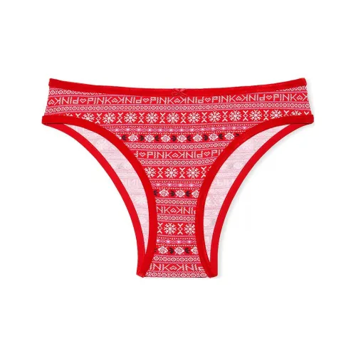 Victoria's Secret Розовый Хлопок Бархат Комбинированный Cheeky Panty BVFVT Нижнее белье Женские 1 упаковка Красный