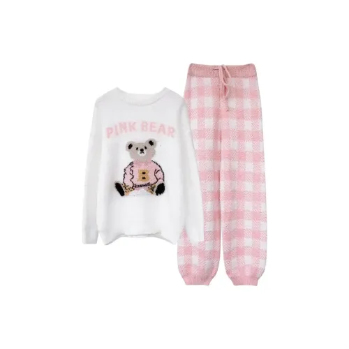 WANANNI Пижамный комплект Женский Белый Розовый