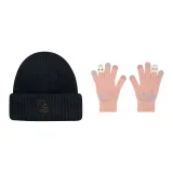 Чёрная шляпа + розовые перчатки